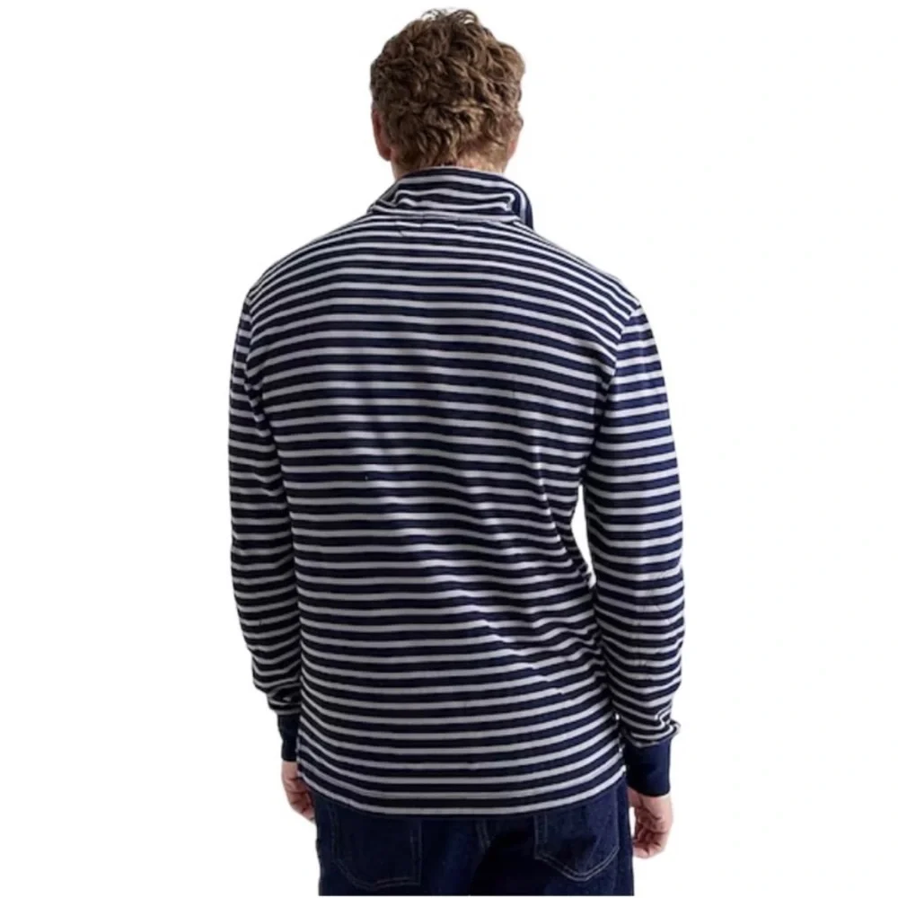 Jcrew half zip rugby shirt in stripe blue mens size small